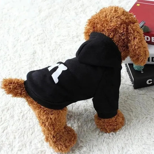 Trendy Bone Letter Hooded Sweater – Warm Designer Outfit for Dogs - Canine Cart