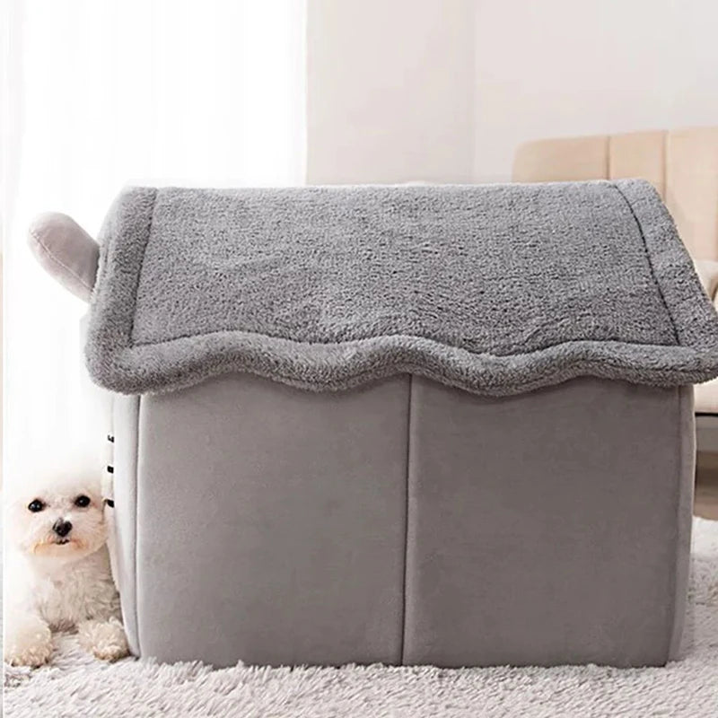 Indoor Warm Dog House – Soft Bed with Removable Cushion for Pets - Canine Cart