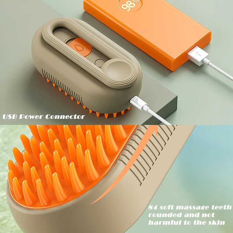 3-in-1 Electric Steam Pet Brush – Grooming, Cleaning & Massage - Canine Cart