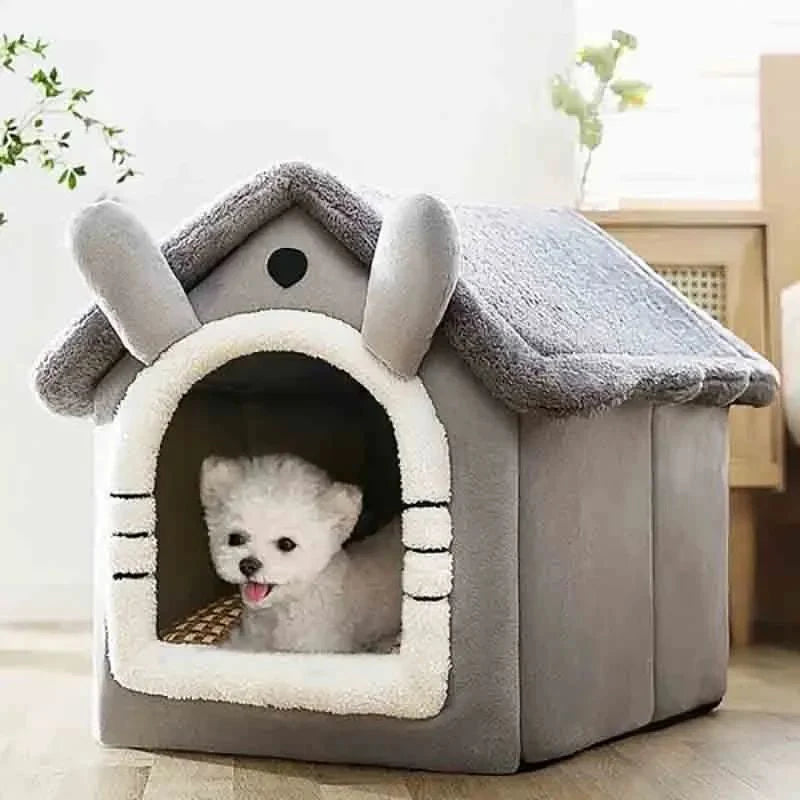 Indoor Warm Dog House – Soft Bed with Removable Cushion for Pets - Canine Cart