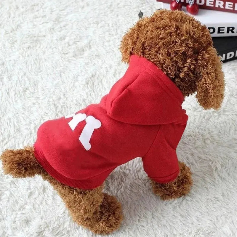 Trendy Bone Letter Hooded Sweater – Warm Designer Outfit for Dogs - Canine Cart