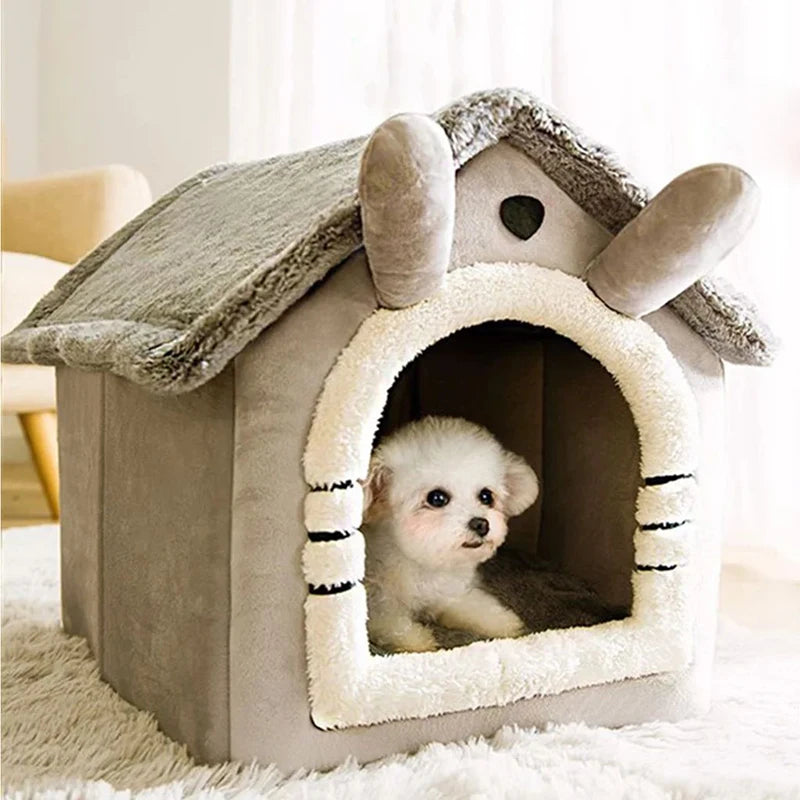 Indoor Warm Dog House – Soft Bed with Removable Cushion for Pets - Canine Cart