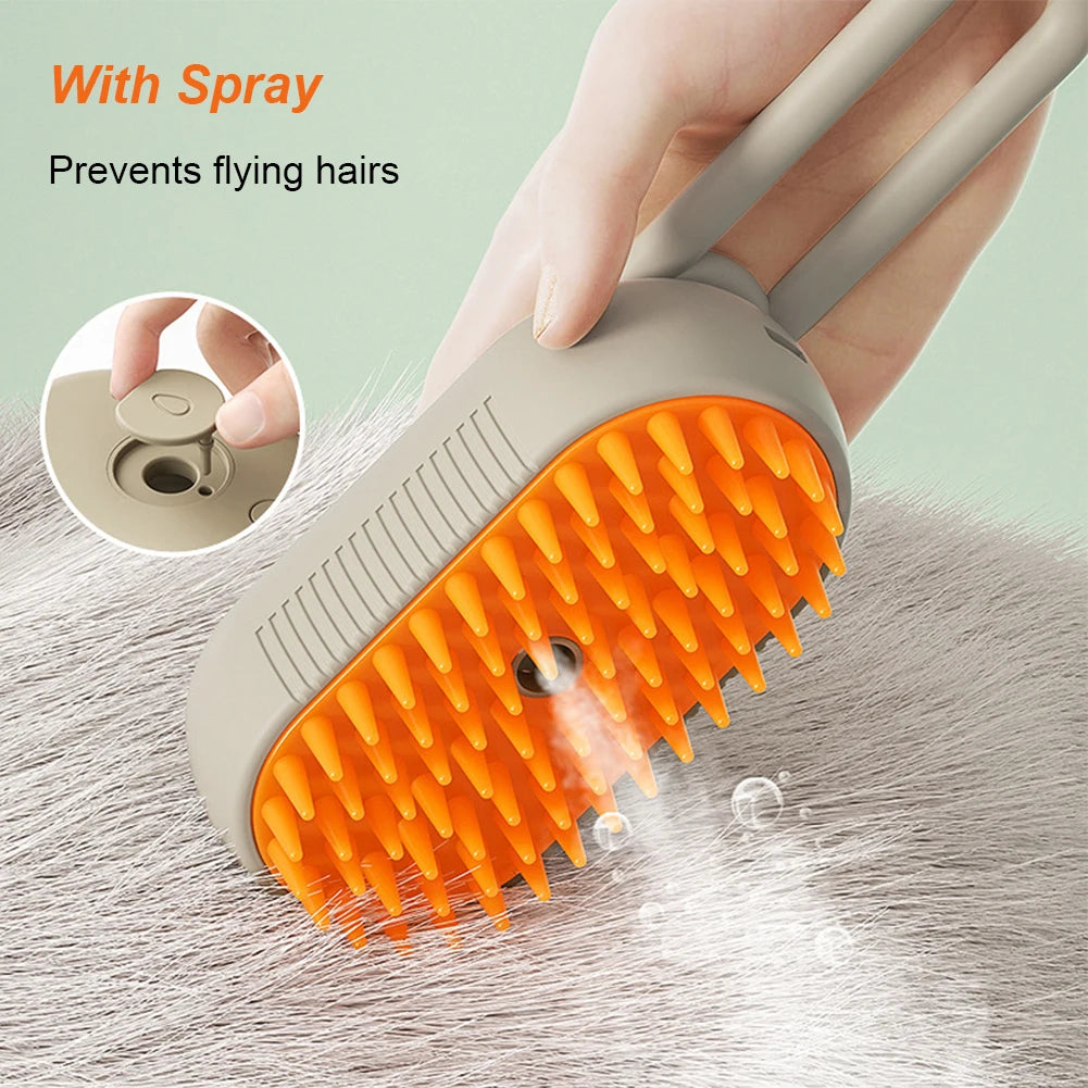 3-in-1 Electric Steam Pet Brush – Grooming, Cleaning & Massage - Canine Cart